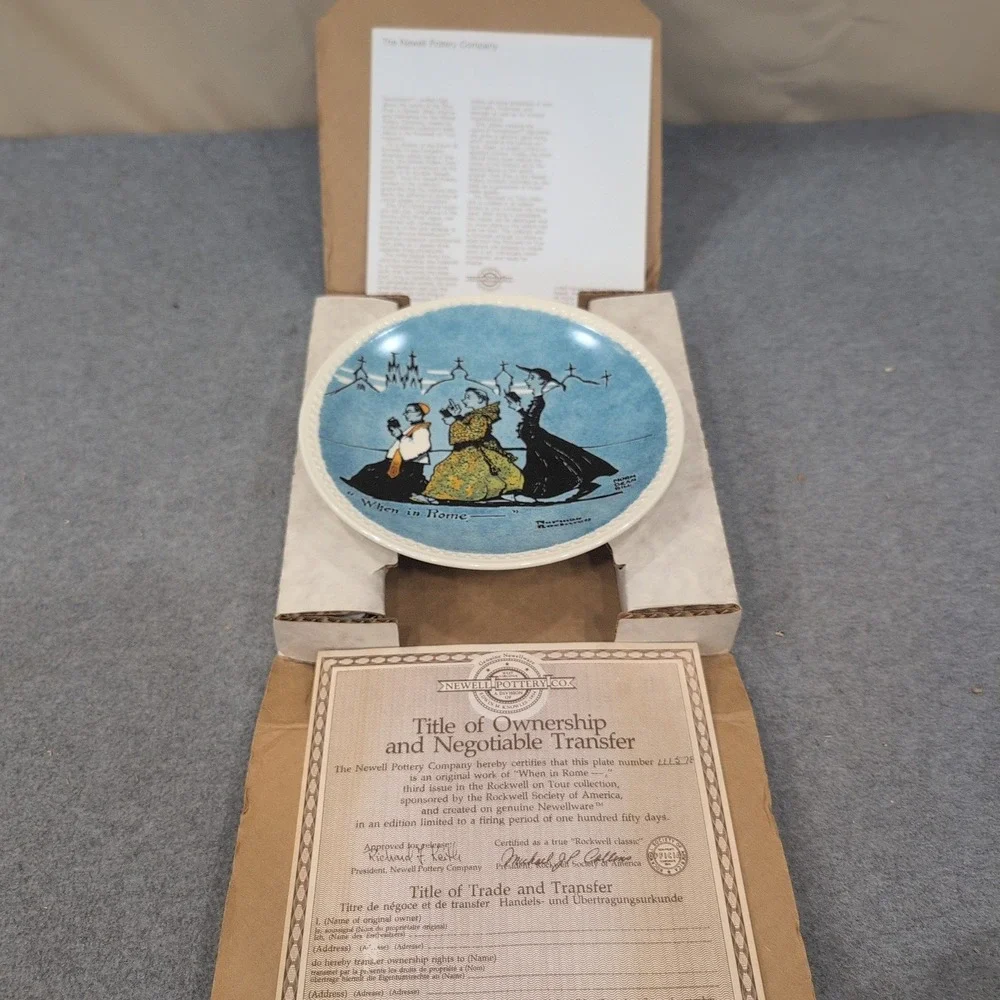 Norman Rockwell When in Rome Limited Edition Collector Plate Newell‎ Pottery